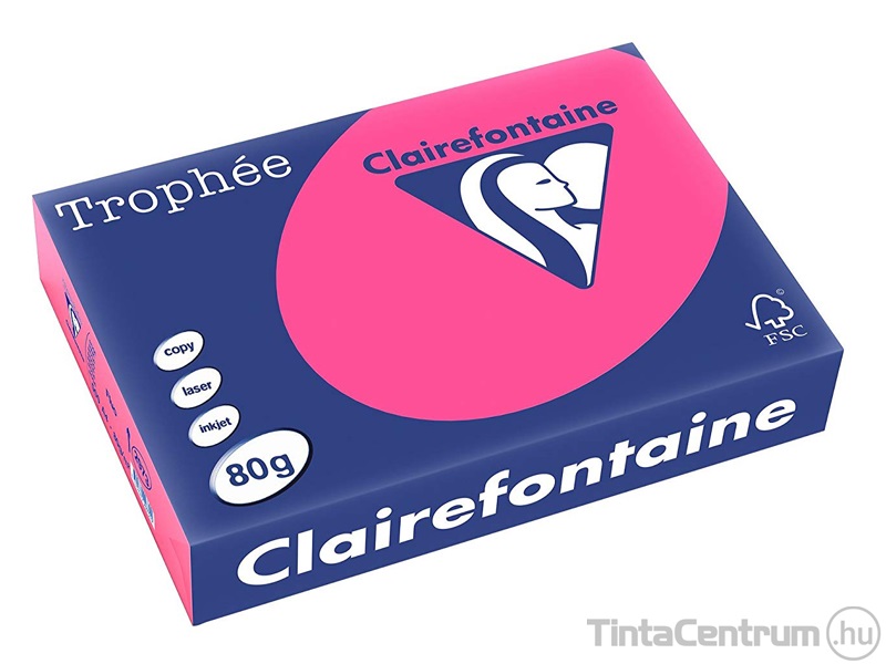 Másolópapír, színes, A4, 80g, CLAIREFONTAINE "Trophée", neon rózsaszín (2973) 500lap/csomag