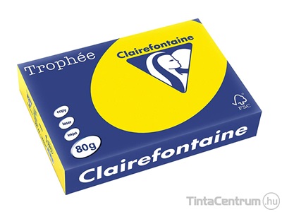 Másolópapír, színes, A4, 80g, CLAIREFONTAINE "Trophée", neon sárga (2977) 500lap/csomag