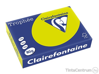 Másolópapír, színes, A4, 80g, CLAIREFONTAINE "Trophée", neon zöld (2975) 500lap/csomag