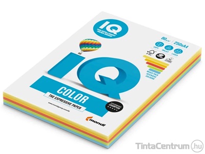 Másolópapír, színes, A4, 80g, IQ "Color", intenzív vegyes színek 4x25lap/csomag