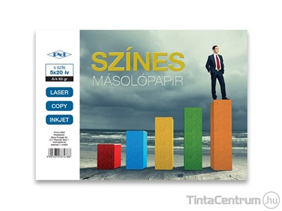 Másolópapír, színes, A4, 80g, PD, intenzív vegyes színek 5x20lap/csomag