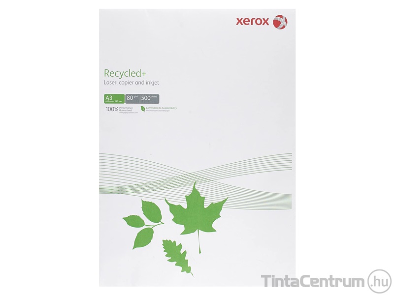 Másolópapír, újrahasznosított, A3, 80g, XEROX "Recycled Plus" 500lap/csomag