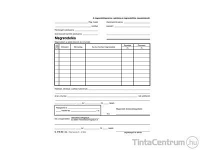Megrendelő könyv, 185x203mm, álló, 50x3lap, C.318-38