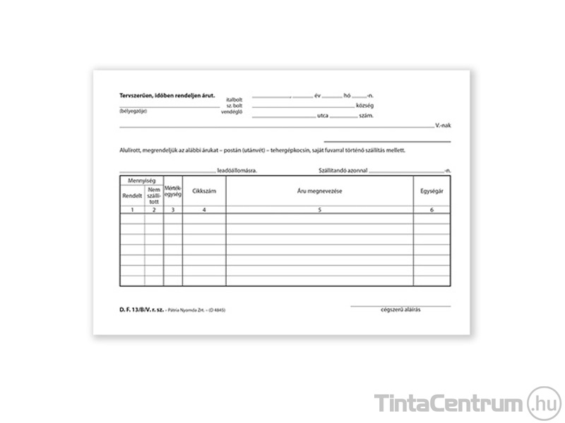 Megrendelő tömb, A5, fekvő, 50x3lap, D.F.13/B/V