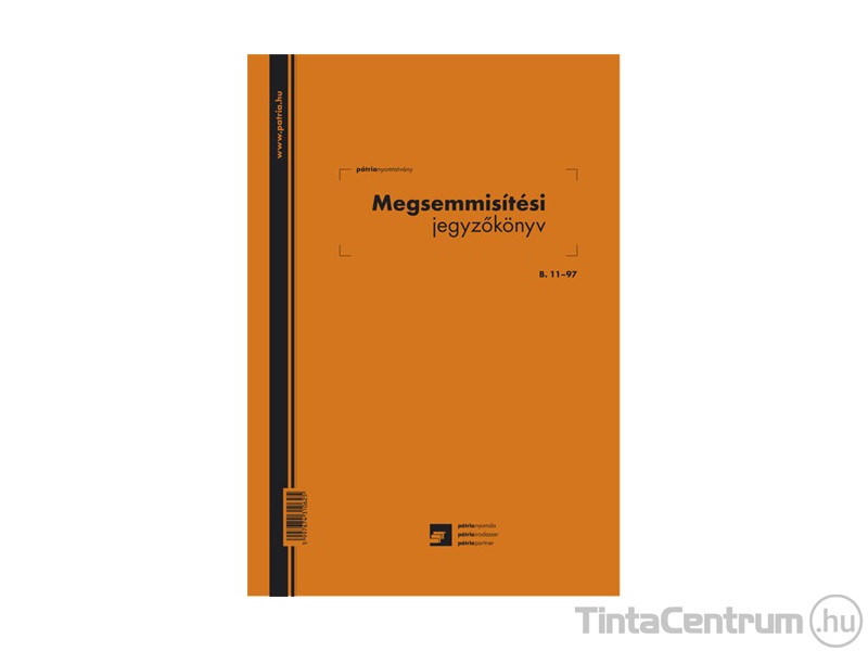 Megsemmisítési jegyzőkönyv, A4, álló, 25lap, B.11-97