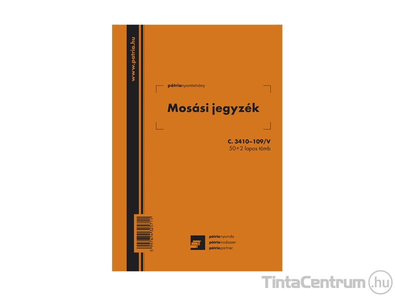 Mosási jegyzék, A5, álló, 50x2lap, C.3410-109/V