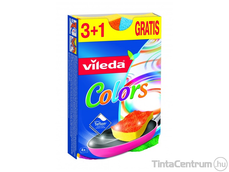 Mosogatószivacs, VILEDA "Pur Active Colors " 3+1db/csomag