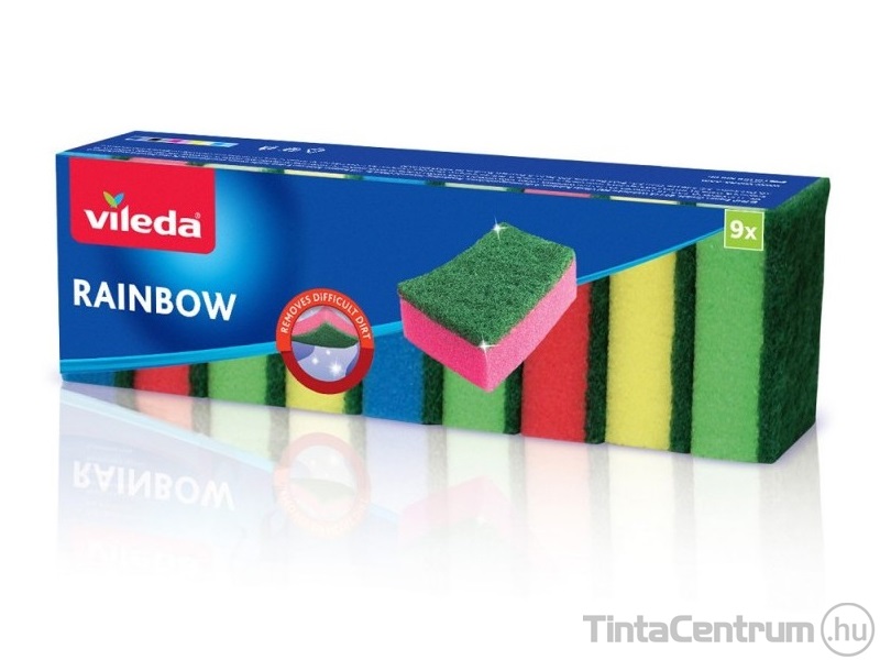 Mosogatószivacs, VILEDA "Rainbow" 9db/csomag