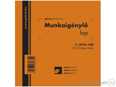 Munkaigénylő lap, 140x140mm, 50x3lap, C.3410-100