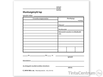 Munkaigénylő lap, 140x140mm, 50x3lap, C.3410-100