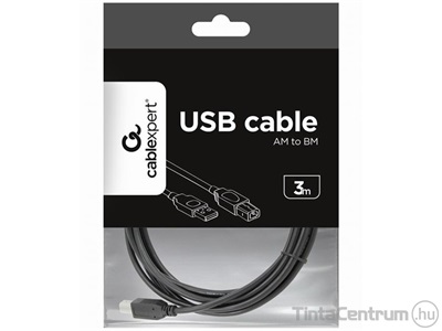 Nyomtató kábel, USB 2.0, prémium, 3m, GEMBIRD, fekete