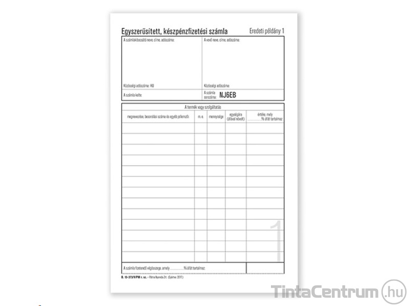 Készpénzfizetési számlatömb*, A5, álló, 50x3lap, PD, B.13-373/V/PM