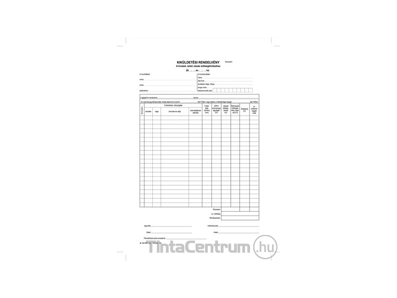 Kiküldetési rendelvény (belföldi), A4, álló, 25x2lap, B.18-73/V
