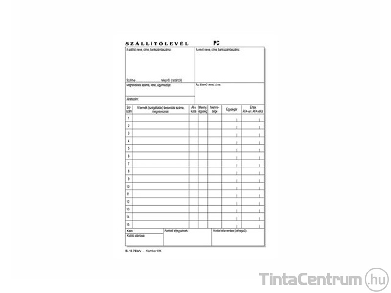 Szállítólevél, A5, álló, 50x2lap, B.10-70/A/V