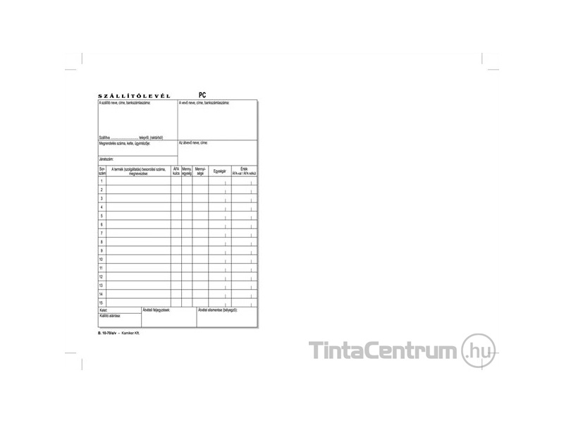 Szállítólevél, A5, álló, 50x3lap, B.10-70/A/V