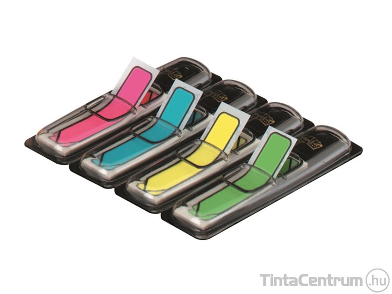 Oldaljelölő címke, műanyag, nyíl forma, 4x24lap, 11,9x43,2mm, 3M POSTIT, élénk vegyes színek