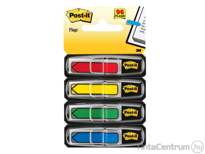 Oldaljelölő címke, műanyag, nyíl forma, 4x24lap, 11,9x43,2mm, 3M POSTIT, vegyes színek