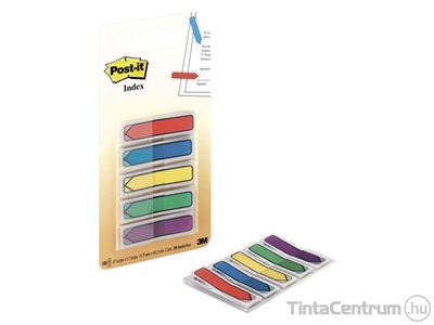 Oldaljelölő címke, műanyag, nyíl forma, 5x20lap, 11,9x43,2mm, 3M POSTIT, vegyes színek