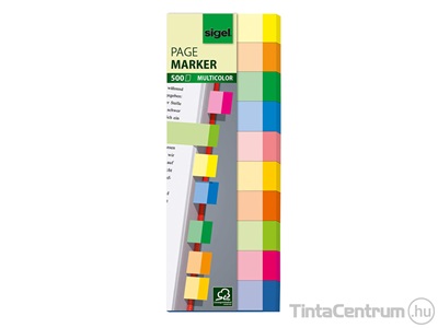 Oldaljelölő címke, papír, 10x50lap, 15x50mm, SIGEL "Multicolor", vegyes színek