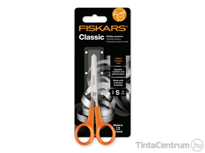 Olló, 13cm, barkács, FISKARS "Classic", narancssárga