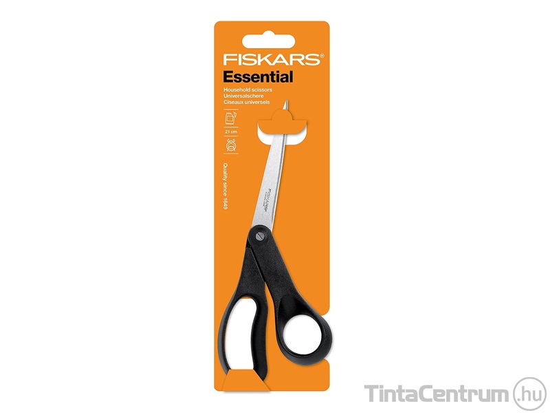 Olló, 21cm, általános, FISKARS "Essential", fekete