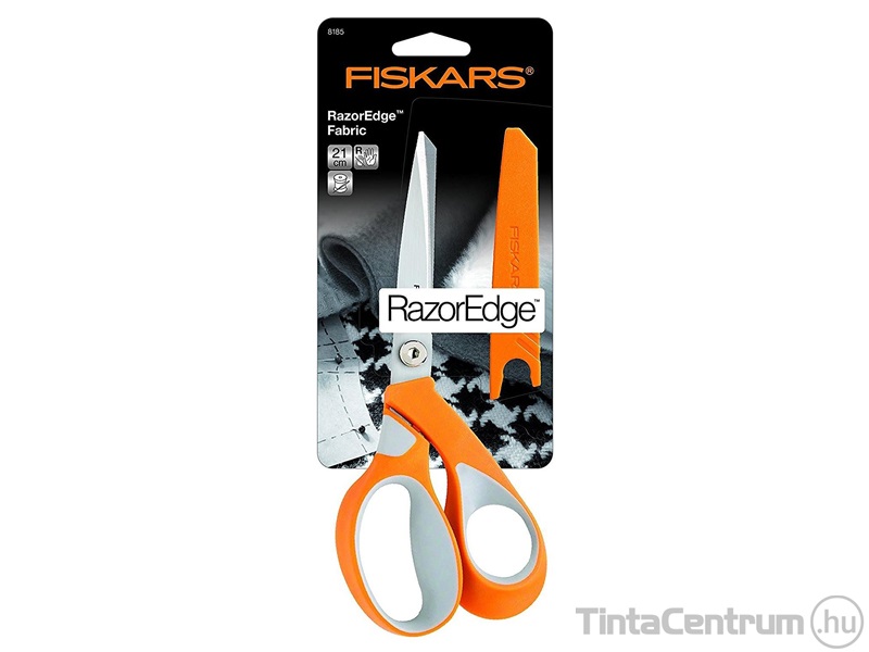 Olló, 21cm, általános, FISKARS "RazorEdge Softgrip", narancssárga