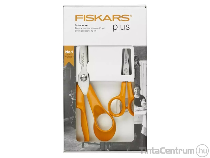 Olló készlet, 21/13cm, FISKARS "Classic", narancssárga 2db/készlet