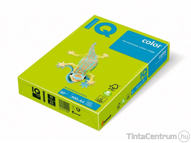 Másolópapír, színes, A4, 80g, IQ "Color", neon zöld (NEOGN) 500lap/csomag