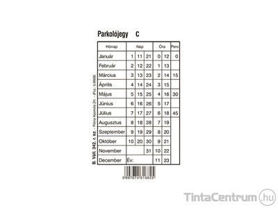 Parkolójegy, 80x120mm, 100lap, B.VALL.342
