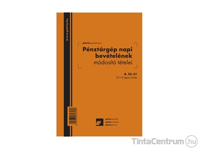 Pénztárgép napi bevételének módosító tételei, A5, álló, 25x2lap, B.22-31