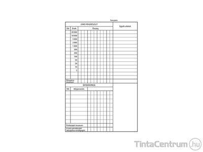 Pénztárzárás, A5, álló, 25x2+2lap, B.22-26/V