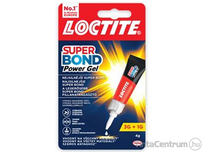 Pillanatragasztó gél, 4g, HENKEL "Loctite Super Bond Power Gel"