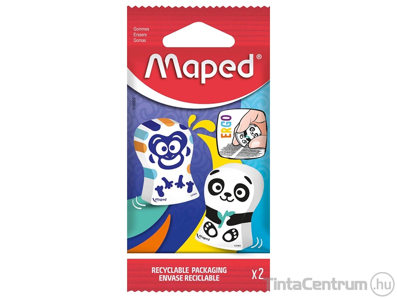 Radír, MAPED "Ergo Fun Multicolor", vegyes minták 2db/csomag