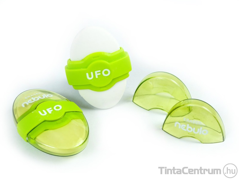 Radír, műanyag tokos, NEBULO "UFO", vegyes színek