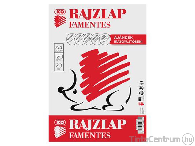 Rajzlap, famentes, A4, 120g, ICO "Süni" 20lap/csomag