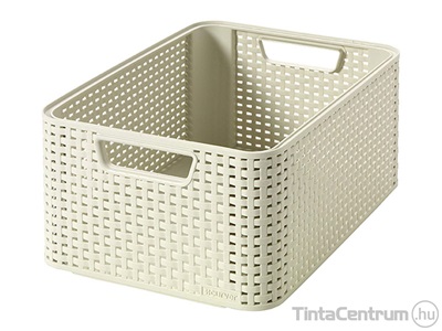 Rattan hatású kosár, 18l, CURVER, törtfehér