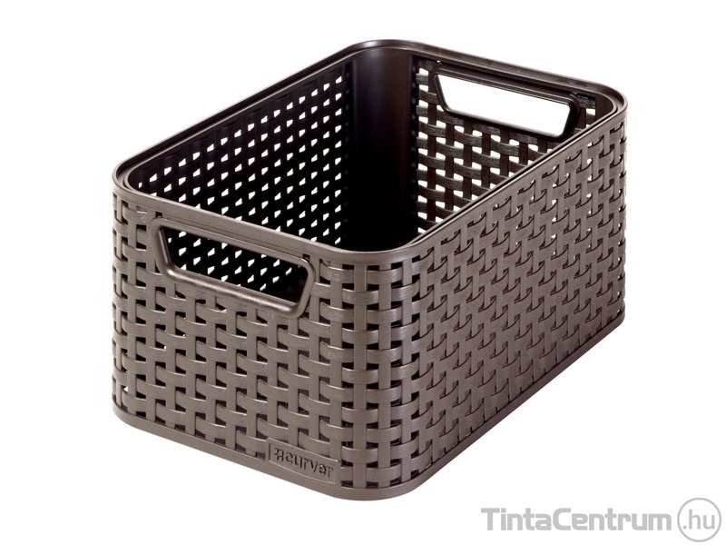 Rattan hatású kosár, 7l, CURVER, sötétbarna