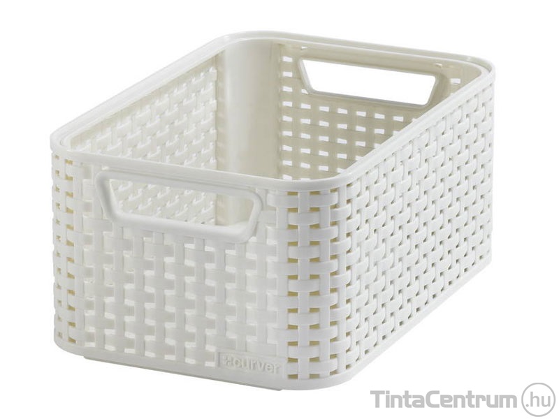 Rattan hatású kosár, 7l, CURVER, törtfehér