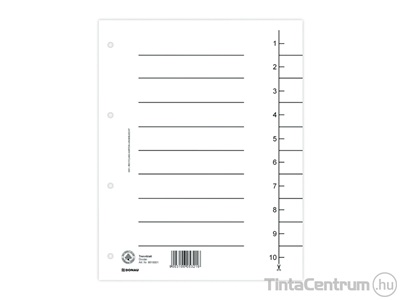 Regiszter, karton, A4, DONAU, fehér 100db/csomag