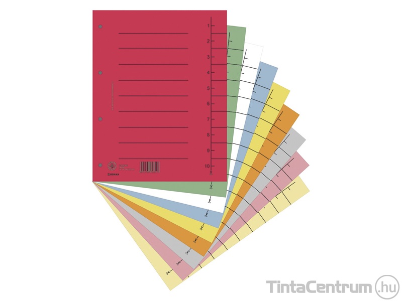 Regiszter, karton, A4, DONAU, vegyes színek 100db/csomag