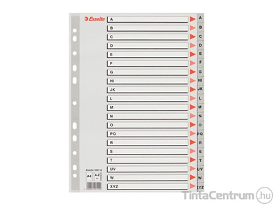 Regiszter, műanyag, A4, A-Z-ig, ESSELTE, szürke