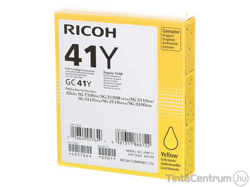 Ricoh GC41YHY sárga gél patron