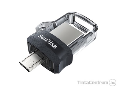 SANDISK pendrive, 128GB, USB 3.0 + micro USB, "Dual Drive", fekete