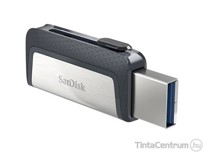 SANDISK pendrive, 128GB, USB 3.1 + USB-C, "Cruzer Ultra Dual", fekete-ezüst