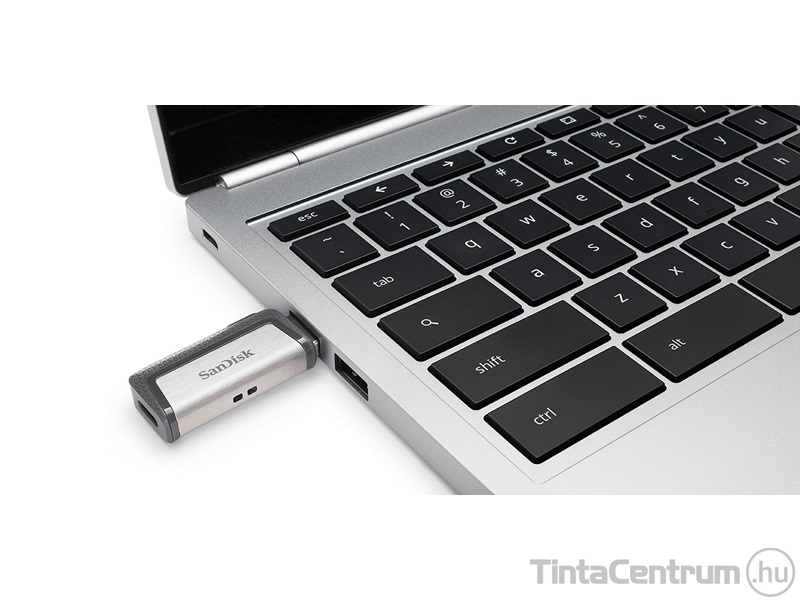 SANDISK pendrive, 128GB, USB 3.1 + USB-C, "Cruzer Ultra Dual", fekete-ezüst