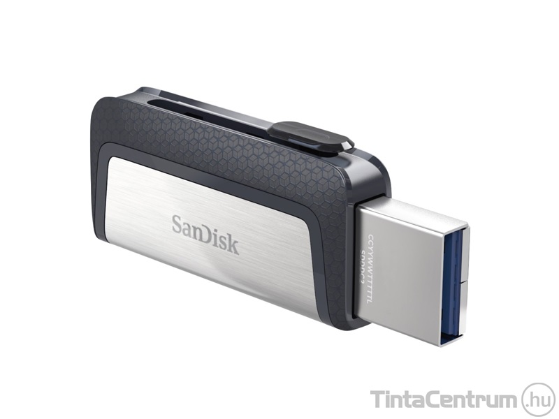 SANDISK pendrive, 256GB, USB 3.1 + USB-C, "Cruzer Ultra Dual", fekete-ezüst