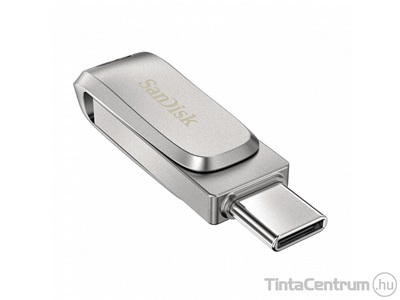 SANDISK pendrive, 256GB, USB 3.1 + USB-C, "Ultra Dual Drive Luxe", ezüst