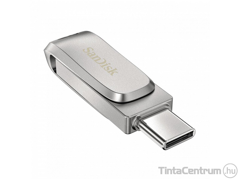 SANDISK pendrive, 256GB, USB 3.1 + USB-C, "Ultra Dual Drive Luxe", ezüst