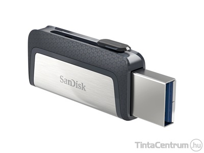 SANDISK pendrive, 64GB, USB 3.1 + USB-C "Dual Drive", fekete