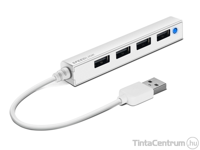 SPEEDLINK "Snappy Slim" USB elosztó, 4 port, USB 2.0, fehér